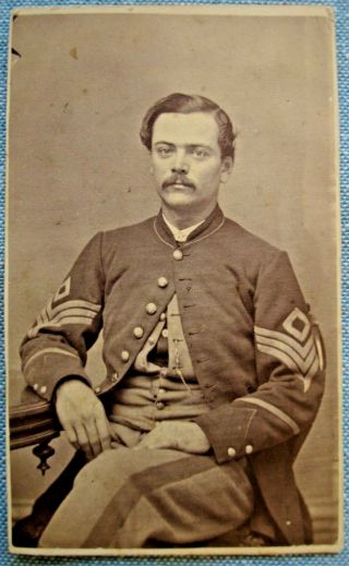 Bold Very Clear Massachusetts Civil War First Sergeant Soldier Cdv