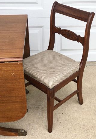 Antique Duncan Phyfe Style Walnut Drop Leaf Table w/ Brass Feet & 2 Wood Chairs 3