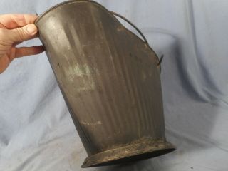 Antique Ash Coal Scuttle Metal Bucket Vintage estate find 5