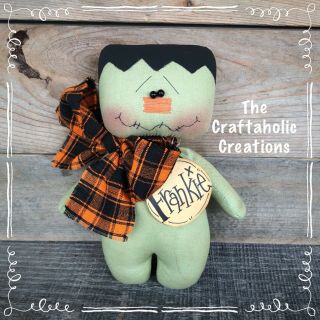 Ready To Ship Primitive Raggedy Doll Frankenstein Frankie Tag Halloween