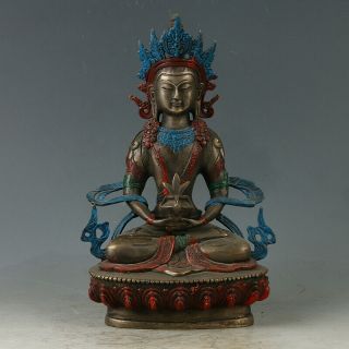 Chinese Exquisite Brass Hand Carved Figure Of Buddha Statue Gl346