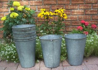 4 Old Galvanized Maple Syrup Sap Buckets Tapered Great