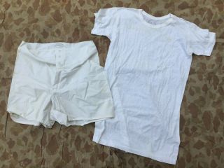 Wwii Usn White T - Shirt " Skivvy " And Boxers 1940 