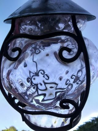 Vintage Rustic Wrought Iron & Blow Glass Shade 240v Wall Light 6