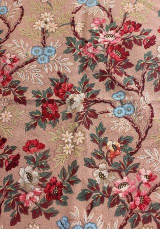 Antique Hand Blocked French Printed Chinoiserie Cotton Fabric C1870 - 80 - Reserved