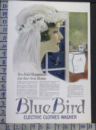 1920 Blue Bird Electric Washer Marriage Wedding Bride Home Decor Art Ad Bt01