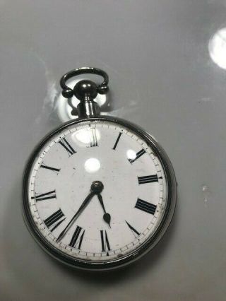 Antique Silver Pair Case Verge Pocket Watch.  N.  Preston,  London