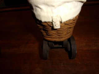 2 VINTAGE STYLE Baby Doll Stroller Wicker Wood Metal Carriage Buggy Toy 4