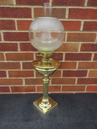 Hinks No.  2 Rising Gallery Lever Corinthian Column Table Lamp