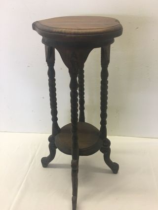 Victorian Carved Hand Made Mahogany WoodOpen Barley Twist Plant Stand Table 4