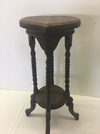 Victorian Carved Hand Made Mahogany WoodOpen Barley Twist Plant Stand Table 5