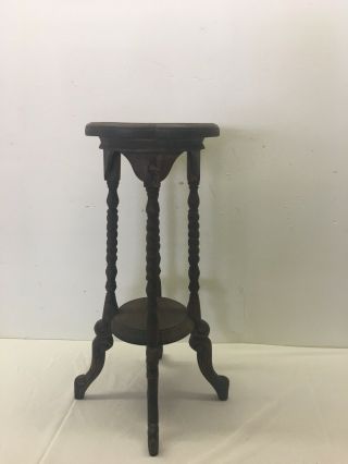 Victorian Carved Hand Made Mahogany WoodOpen Barley Twist Plant Stand Table 6