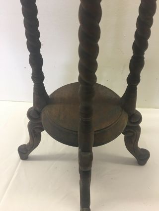 Victorian Carved Hand Made Mahogany WoodOpen Barley Twist Plant Stand Table 7