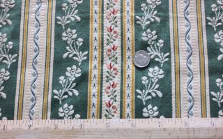 Antique French Silk Brocaded Sample Fabric c1918 - 1920s Doll Scale Floral Stripe 3