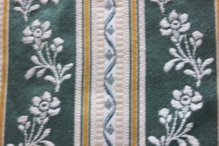 Antique French Silk Brocaded Sample Fabric c1918 - 1920s Doll Scale Floral Stripe 5