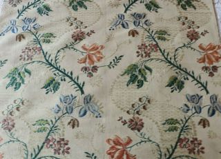 Lovely French Antique 18thc (c1780) Floral Silk Brocaded Fabric L - 16 " X W - 21 "