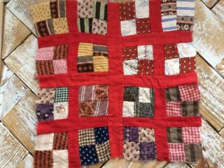 Back In Time Textiles Antique 1860 Quilt Block Grt 4 Dolls Madder Browns