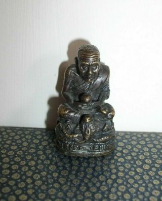 An Antique Miniature Finely Detailed Bronze Bodhisattva Figure With Cobra