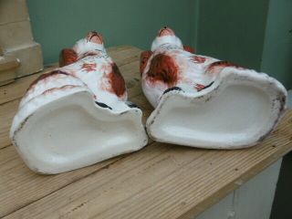 Pr 19thc STAFFORDSHIRE RED & WHITE SPANIEL DOGS IN SITTING POSE 8