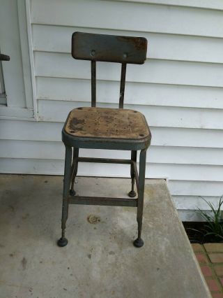 Industrial Angle Steel Lyon Chair Drafting Stool Steampunk Mid - Century