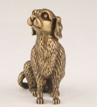 Retro Chinese Bronze Statue Animals Dogs Solid Mascots Collect Gifts