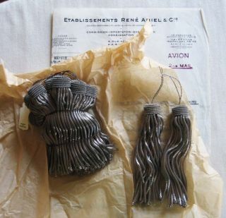 Special Price 6 Vintage/antique French Pewter Metallic Bullion 5 " Tassel Fringe