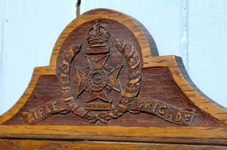 WW1 Riffle Brigade Carved Oak Frame & Photograph ' Officer Kissack,  Windsor ' RARE 3