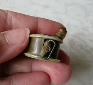 Antique Victorian Fishing Reel miniature sewing tape measure 2