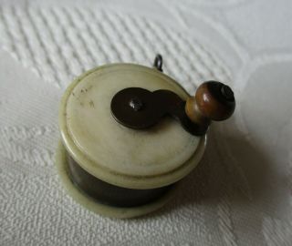 Antique Victorian Fishing Reel miniature sewing tape measure 5