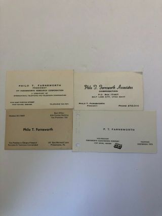 Vintage Business Cards Philo T Farnsworth Inventor/historical
