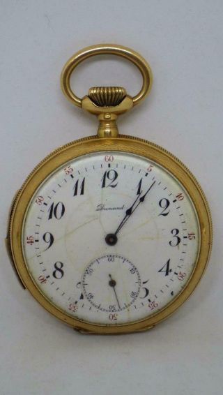 Antique Dunand Solid 14k Gold Pocket Watch Repeater Open Face C1925 A/f