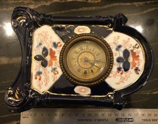 Antique French Porcelain And Gilt Metal Mantle Clock Late 19th Century 5