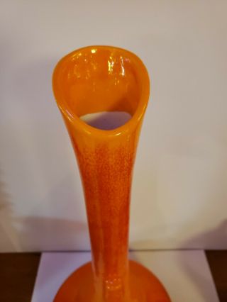 VTG Mid Century Royal Haegar Orange Tall Handled Ceramic Vase 18.  5 