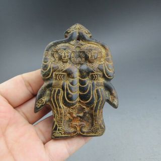 China,  Jade,  Collectibles,  Black Magnet,  Hongshan Culture,  Dancers,  Pendant S0011