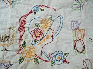 Vintage Antique Hand Embroidered Quilt Top Dated 1871 4