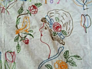 Vintage Antique Hand Embroidered Quilt Top Dated 1871 5