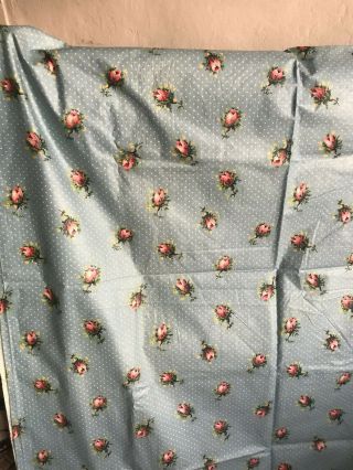 Vintage Fabric Floral Blue & Pink Chintz Cotton Fabric /French Decor Furnishings 2