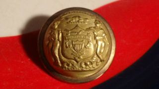 Wisonsin State Seal Coat Button Civil War Non Dug Staff