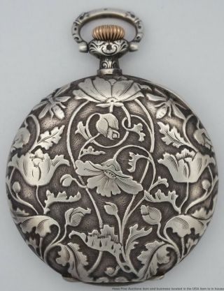 Antique Art Nouveau 900 Silver Longines Oscar Fresard Lucerne Pocket Watch