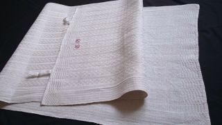 2x Old Heavy Linen Kitchen Towels / Runners Heavy Structured Ecru Linen