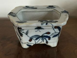 Vintage Chinese Porcelain Blue & White Planter Flower Pot Vase United Wilson