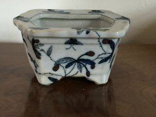 Vintage Chinese Porcelain Blue & White Planter Flower Pot Vase United Wilson 4