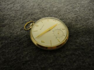 1968 BULOVA 10K GP SWISS 17J POCKET WATCH 10s (Cal16AB) - SERVICED/RUNS GREAT 8