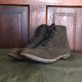 Vintage Wwii Usn M - 43 Boondocker Rough Out Boots 9 C Suede Leather Military Usmc