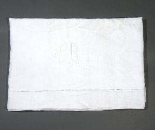 Antique French Sheet,  Monogrammed “c.  B.  ”,  128 X 69 ¼ Inches