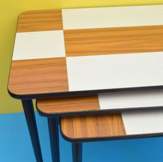 VINTAGE 1960S NEST OF SIDE ITALIAN TABLES - FORMICA DESIGN retro 3