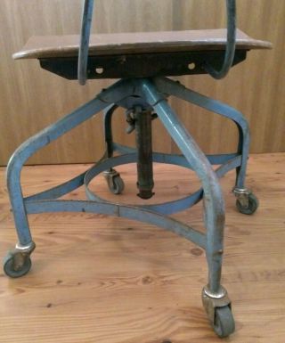 Vtg Antique Drafting Office Chair Toledo UHL Industrial Swivel Adjustable Metal 5