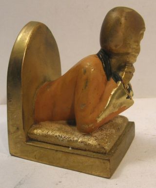 ANTIQUE VINTAGE K&O Co ART DECO BOOKENDS RECLINING FLAPPER GIRL POLYCHROME 4