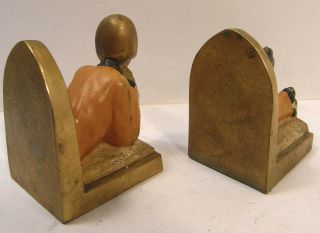 ANTIQUE VINTAGE K&O Co ART DECO BOOKENDS RECLINING FLAPPER GIRL POLYCHROME 6