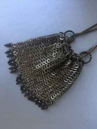 Antique Victorian Chainmail Chain Link Metal Purse,  Chatelaine,  Drawstring Bag 4